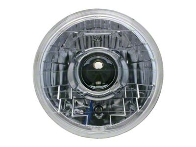 7-Inch V1 Projector Headlamp with Chrome Shroud and Halogen Bulbs; Chrome Housing; Clear Lens (Universal; Some Adaptation May Be Required)