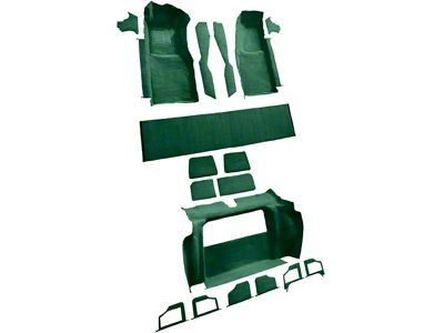 Complete Cutpile Molded Carpet; Dark Green (79-80 Corvette C3 w/ 2-Compartment Doors)