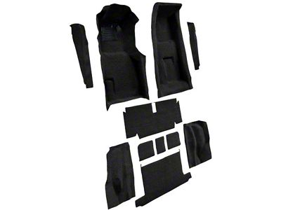 Complete Cutpile Molded Carpet with Heel Pad; Black (71-72 Corvette C3 Convertible w/ Manual Transmission)