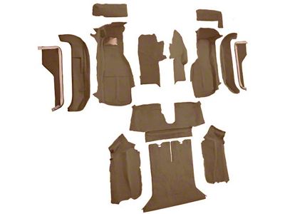 Complete Cutpile Molded Carpet with Heel Pad; Cognac (88-89 Corvette C4 Coupe)