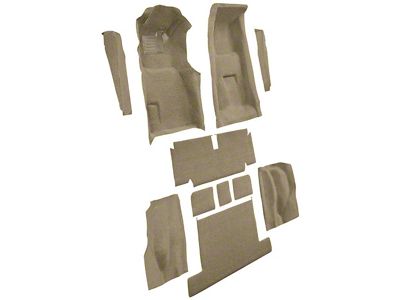 Complete Cutpile Molded Carpet with Heel Pad; Medium Saddle (71-75 Corvette C3 Coupe w/ Manual Transmission)