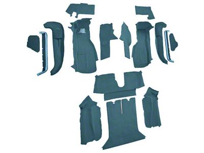 Complete Cutpile Molded Carpet with Heel Pad; Metallic Blue (90-93 Corvette C4 Coupe w/ 2 Door Latches)