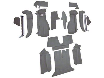 Complete Cutpile Molded Carpet with Heel Pad; Smoke (92-93 Corvette C4 Coupe w/ 1 Door Latch)