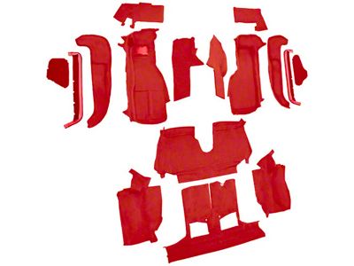 Complete Cutpile Molded Carpet with Heel Pad; Torch Red (92-93 Corvette C4 Convertible w/ 1 Door Latch)
