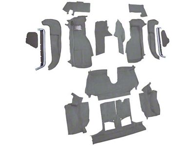 Complete Cutpile Molded Carpet; Smoke (92-93 Corvette C4 Convertible w/ 1 Door Latch)