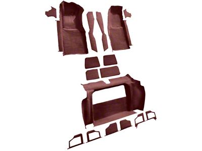 Complete Cutpile Molded Carpet without Door Panels; Claret/Oxblood (1980 Corvette C3)