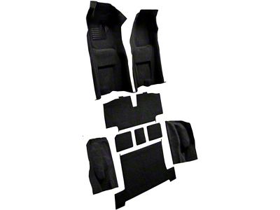 Complete Loop Molded Carpet with Heel Pad; Black (1968 Corvette C3 w/ Automatic Transmission)