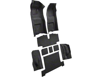 Complete Loop Molded Carpet with Heel Pad; Black (1968 Corvette C3 w/ Manual Transmission)