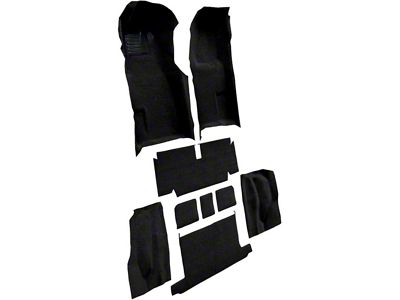 Complete Loop Molded Carpet with Heel Pad; Black (71-72 Corvette C3 Convertible w/ Automatic Transmission)