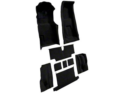 Complete Loop Molded Carpet with Heel Pad; Black (73-75 Corvette C3 Convertible w/ Manual Transmission)