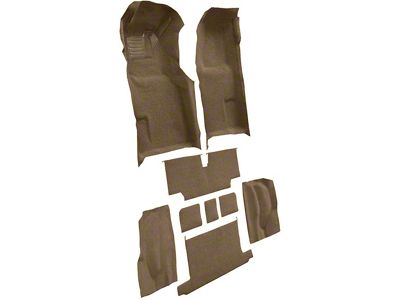 Complete Loop Molded Carpet with Heel Pad; Medium Saddle (73-75 Corvette C3 Convertible w/ Automatic Transmission)