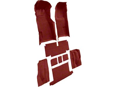 Complete Loop Molded Carpet with Heel Pad; Red (71-72 Corvette C3 Convertible w/ Automatic Transmission)