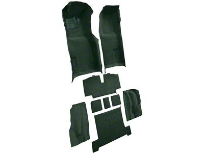 Complete Loop Molded Carpet with Heel Pad and Toe Pad; Dark Green (1969 Corvette C3 w/ Automatic Transmission)