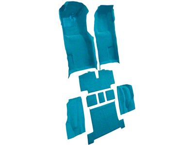 Complete Loop Molded Carpet with Heel Pad and Toe Pad; Medium Blue (69-70 Corvette C3 w/ Automatic Transmission)