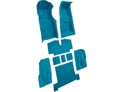 Complete Loop Molded Carpet with Heel Pad and Toe Pad; Medium Blue (69-70 Corvette C3 w/ Manual Transmission)
