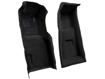 Front Cutpile Molded Carpet with Heel Pad; Black (1969 Corvette C3 w/ Manual Transmission)
