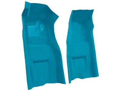 Front Loop Molded Carpet with Heel Pad and Toe Pad; Medium Blue (69-70 Corvette C3 w/ Automatic Transmission)