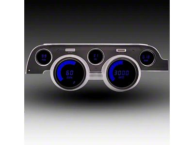 LED Digital Gauge Panel; Blue (67-68 Mustang)