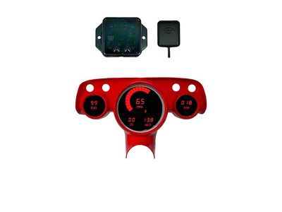 LED Digital Gauge Panel with GPS Sending Unit; Red (1957 Bel Air)