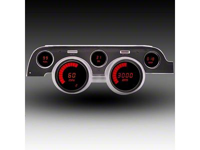 LED Digital Gauge Panel with GPS Sending Unit; Red (67-68 Mustang)