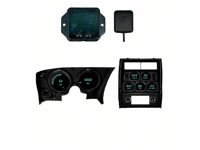 LED Digital Gauge Panel with GPS Sending Unit; Teal (68-77 Corvette C3)