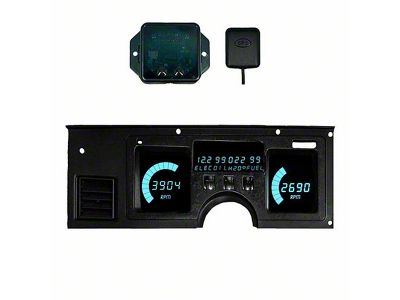 LED Digital Gauge Panel with GPS Sending Unit; Teal (84-89 Corvette C4)