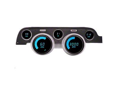 LED Digital Gauge Panel with GPS Sending Unit; Teal (67-68 Mustang)