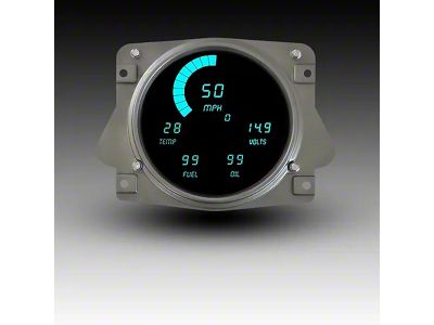 LED Digital Gauge Panel; Teal (66-77 Bronco)