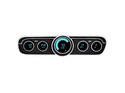 LED Digital Gauge Panel; Teal (65-66 Mustang)