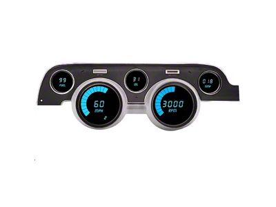 LED Digital Gauge Panel; Teal (67-68 Mustang)