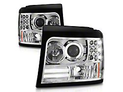 LED Halo Projector Headlights; Chrome Housing; Clear Lens (92-96 Bronco)