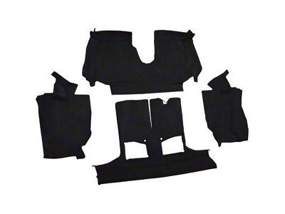 Rear Cutpile Molded Carpet; Black (92-93 Corvette C4 Convertible w/ 1 Door Latch)