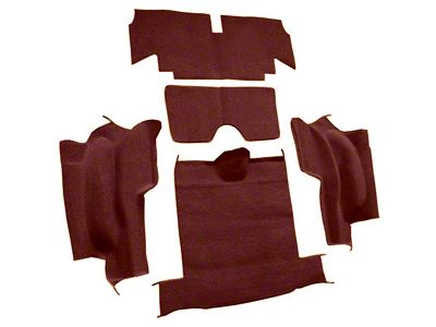 Rear Loop Cut and Sewn Carpet without Heel Pad; Maroon (65-67 Corvette C2 Convertible)
