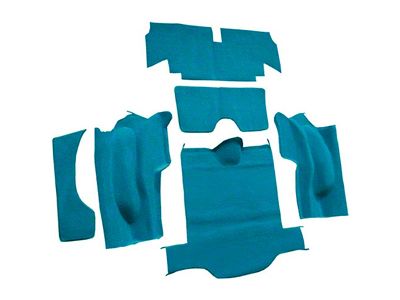 Rear Loop Cut and Sewn Carpet without Heel Pad; Medium Blue (1965 Corvette C2 Coupe)