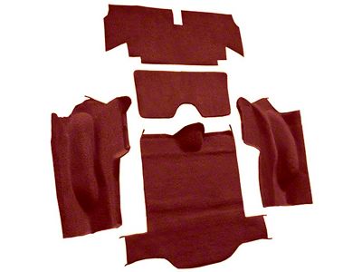 Rear Loop Cut and Sewn Carpet without Heel Pad; Red (66-67 Corvette C2 Coupe)