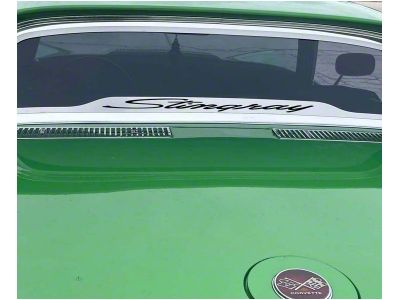 Rear Window Frame with Stingray Inlay; Black Carbon Fiber (68-75 Corvette C3 Coupe)