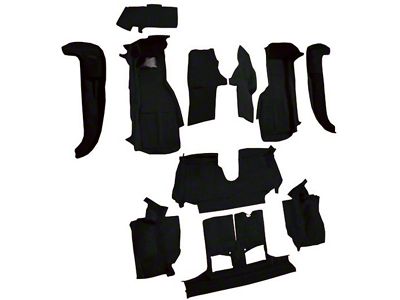 Truvette Molded Carpet without Door Panels; Black (94-96 Corvette C4 Convertible)