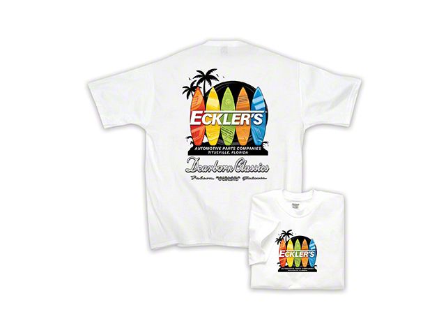 Eckler's Automotive Dearborn Classics Surfboard T-Shirt, White