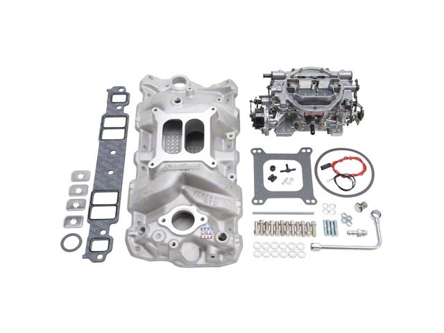 Edelbrock 2023 Manifold And Carb Kit; Performer Rpm; Small Block Chevrolet; 1957-1986; Natural