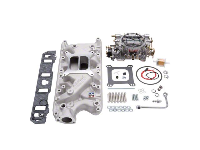 Edelbrock 2031 Manifold And Carb Kit; Performer; Small Block Ford; 289-302; Natural Finish