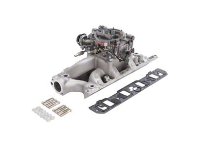 Edelbrock 2033 Manifold And Carb Kit; Performer Rpm; Air-Gap; Small Block Ford; 289-302; Natura