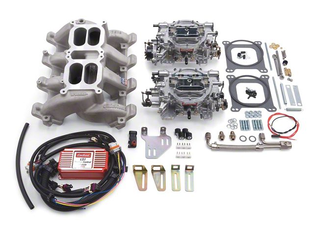 Edelbrock 2068 Dual Quad Kit; Performer Rpm; Air Gap; Chevrolet Ls1