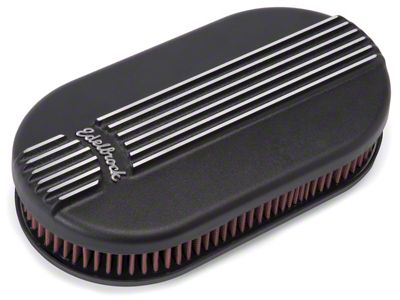 Edelbrock 41153 Classic Series Air-Cleaner; Small Oval For Single 4-Barrel Carburetor; Black Fin