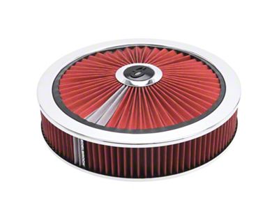 Edelbrock 43660 Air Cleaner; Pro-Flo; 14In. Round; With Breathable Lid; Red Element; Chrome Rim