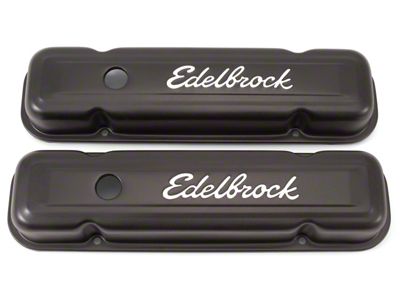 Edelbrock 4453 Valve Cover; Signature Series; Pontiac; 301-455; Low Profile; Black