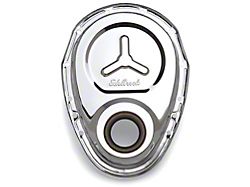 Edelbrock 4860 Timing Cover; Sb-Chevy Chrome With Welded Reinforcement Plate