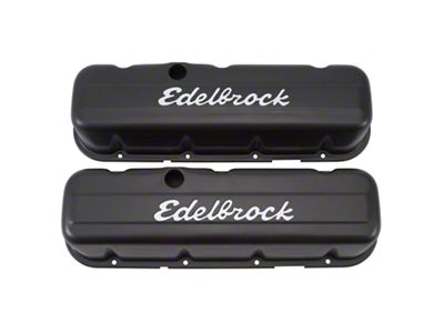 Edelbrock Signature Series Black Valve Cover; Tall; Black (66-74 Big Block V8 Corvette C2 & C3)