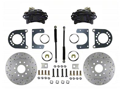 LEED Brakes Rear Disc Brake Conversion Kit with MaxGrip XDS Rotors; Black Calipers (58-68 Brookwood, Biscayne, Caprice, Del Ray, Impala, Kingswood, Parkwood, Sedan Delivery)