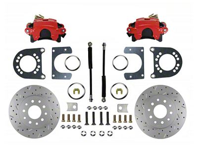 LEED Brakes Rear Disc Brake Conversion Kit with MaxGrip XDS Rotors; Red Calipers (58-68 Brookwood, Biscayne, Caprice, Del Ray, Impala, Kingswood, Parkwood, Sedan Delivery)