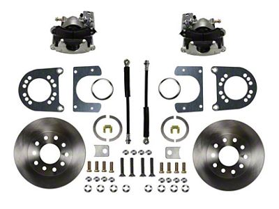 LEED Brakes Rear Disc Brake Conversion Kit with Vented Rotors for Ford 9-Inch Large Bearing Rear Axles; Zinc Plated Calipers (64-70 Falcon; 64-69 Comet)